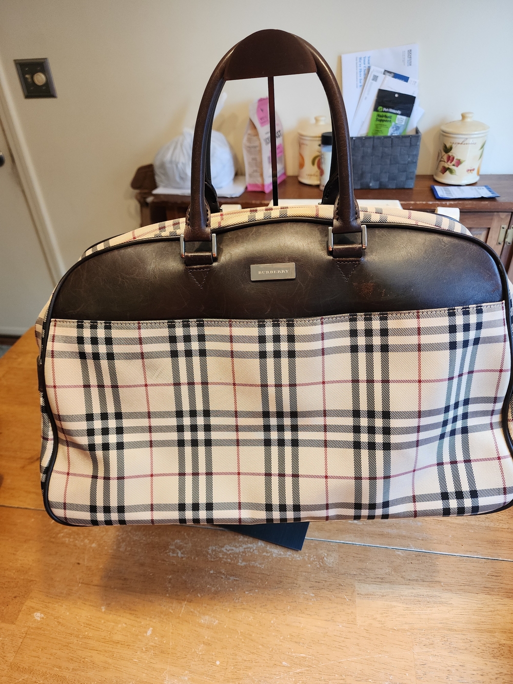vintage Burberry House Check Canvas Travel Bag signature plaid Novacheck